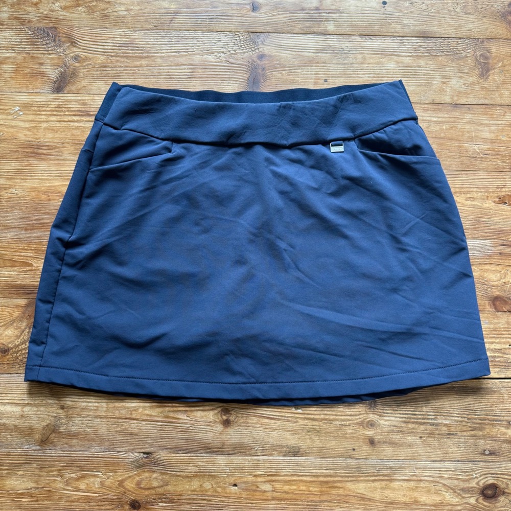 Greg Norman PlayDry Womens Navy Blue Golf Skort Large Active Stretch Skirt EUC